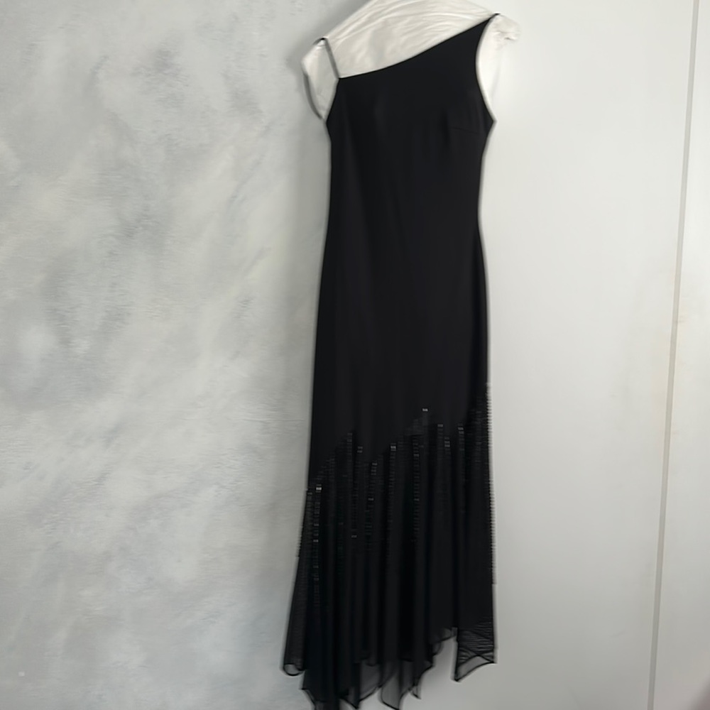 Niki by Niki Lavis black long gown with sheer beaded bottom (size 2 )